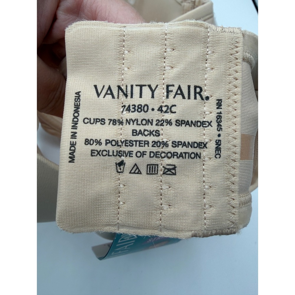 Vanity Fair Beauty Back Strapless Bra Women 42C Rose Beige 5-way Convertible NEW - Picture 6 of 7